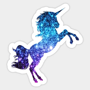 Bright Teal and Purple Ombre Faux Glitter Unicorn Sticker